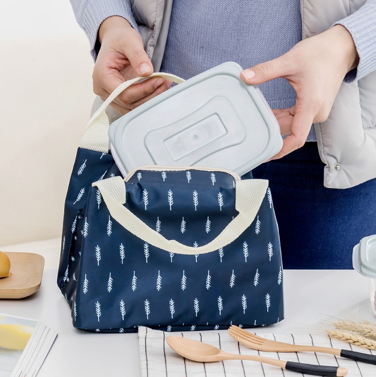 花色拉链保温袋 保冷保鲜包保温便当包 手提饭盒包保温包午餐包产品图