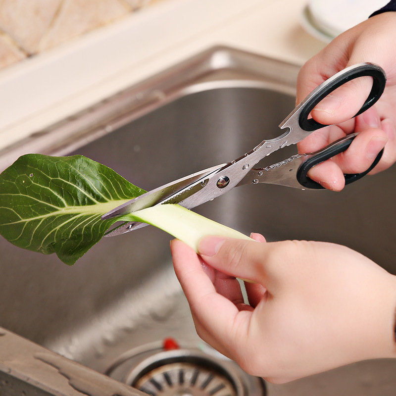 Scissors New Multi-Functional With Bottle Opener Scissors Powerful Household Scissors Multi-Functional Scissors Chicken Bone Scissors details Picture