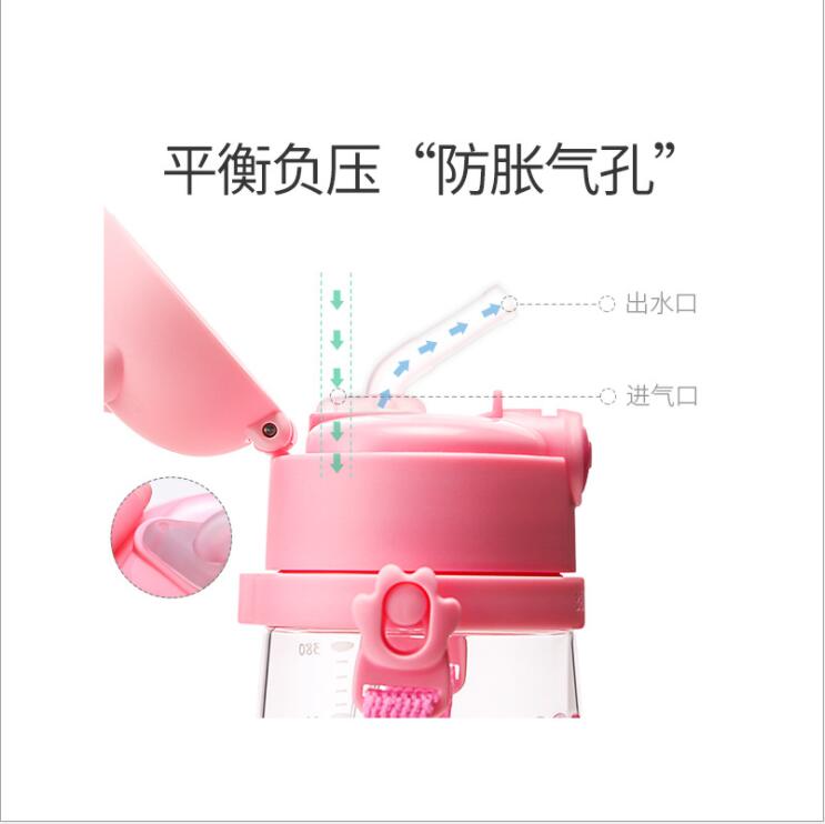 正品杯具熊儿童学饮杯夏季塑料tritan宝宝防摔吸嘴吸管可背带水杯产品图