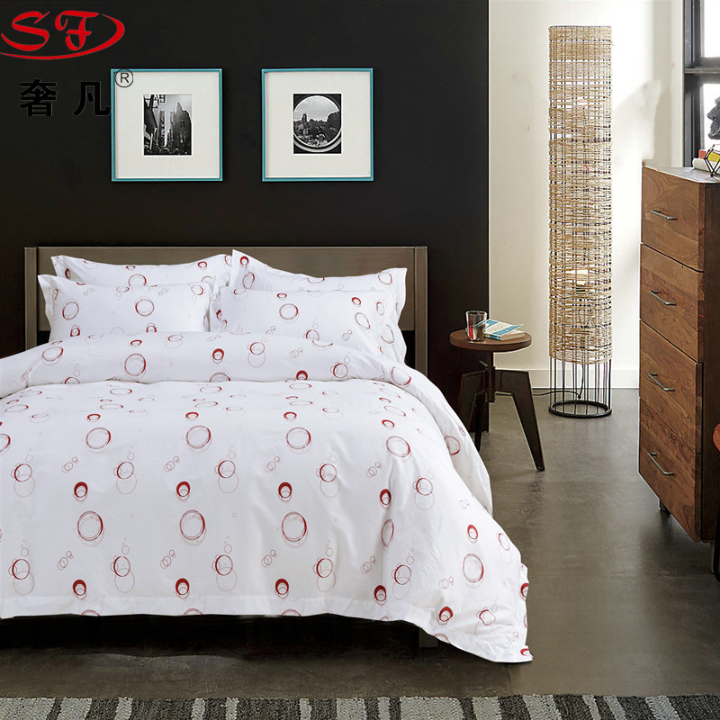 Hotel bedding four-piece set 80S, 60S, 40s bed sheet and duvet cover multiple printed styles display 3 Specification image