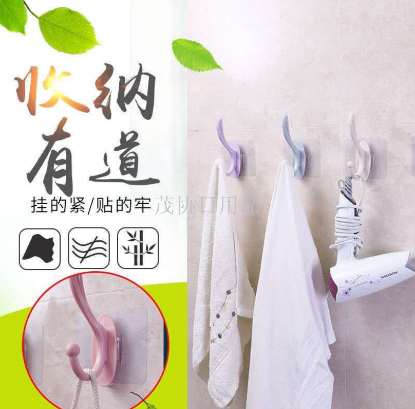12.5厘米强力无痕贴彩色衣帽钩免钉免打孔浴室衣架挂粘钩产品图