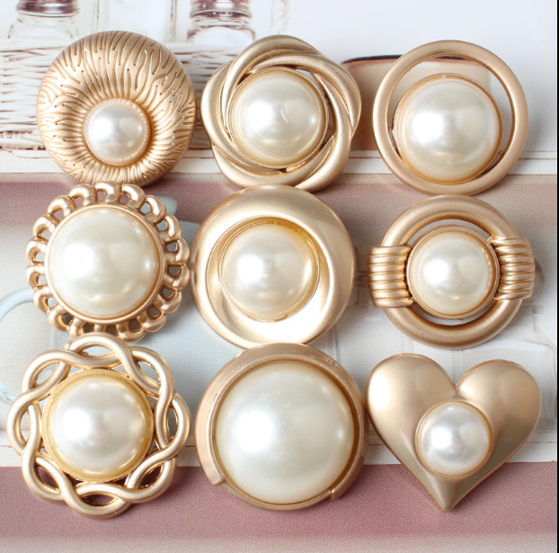 高档金属珍珠纽扣风衣羊绒毛呢子大衣外套毛衣百搭衣服女大号扣子