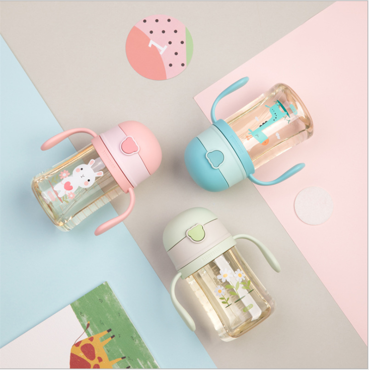 韩国正品杯具熊新款儿童学饮杯巴斯夫PPSU婴幼儿宝宝刻度吸嘴水杯