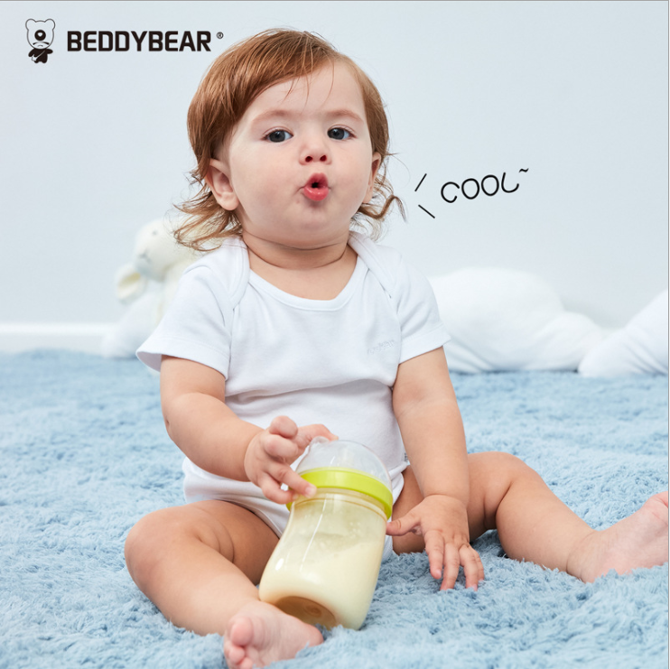 Authentic Cup Bear baby bottle 240ml anti-drop imported PPSU material liquid silicone baby suction bottle details Picture
