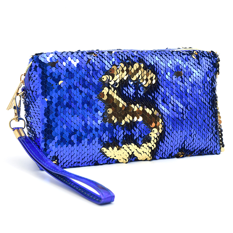 Small sequined prince bag fish scale pattern two-color ladies' makeup bag, hand-held bag sequined makeup bag