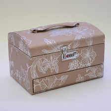 纯色系列印花首饰盒 大容量多功能手提收纳盒
