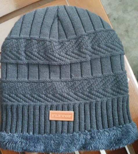 New Knitted Hat Men's Korean Version Of The Trend Simple Autumn And Winter Windproof Warm Scarf Woolen Hat details Picture