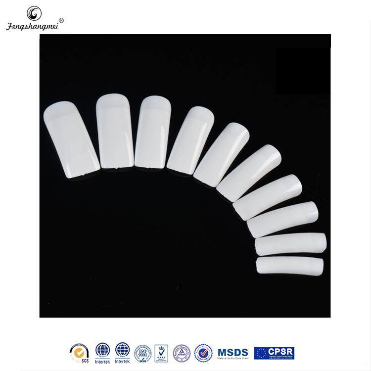 Direct sales of white sheet fake nails, flat head semi-attached salon nails, long wearable nail art pieces, DIY decorative nail art pieces, foreign trade exclusive supply details Picture