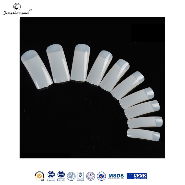 Direct sales of white sheet fake nails, flat head semi-attached salon nails, long wearable nail art pieces, DIY decorative nail art pieces, foreign trade exclusive supply Specification image