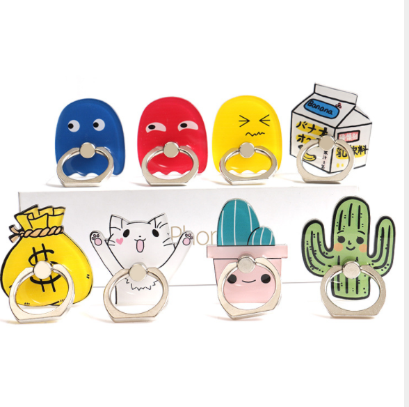 Creative ring buckle mobile phone stand, cartoon acrylic metal buckle, 360-degree rotating mobile phone case DIY patch material