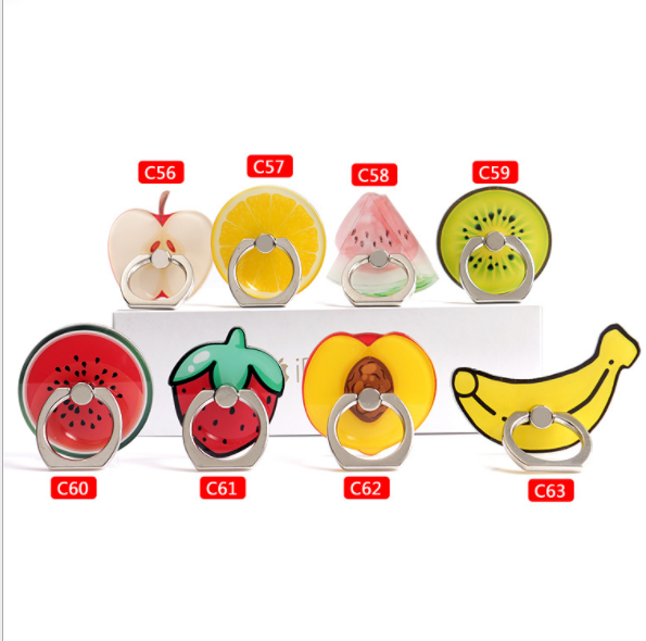 Creative mobile phone stand, cartoon fruit ring buckle stand, 360-degree rotating lazy desktop stand, promotional gift Specification image