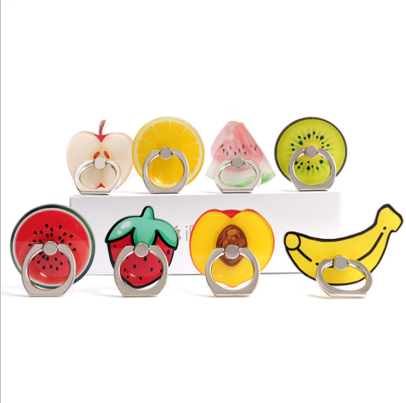 Creative mobile phone stand, cartoon fruit ring buckle stand, 360-degree rotating lazy desktop stand, promotional gift