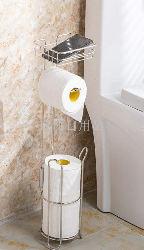 Nordic floor stainless steel paper towel rack Stainless steel bathroom vertical paper towel sundries storage rack