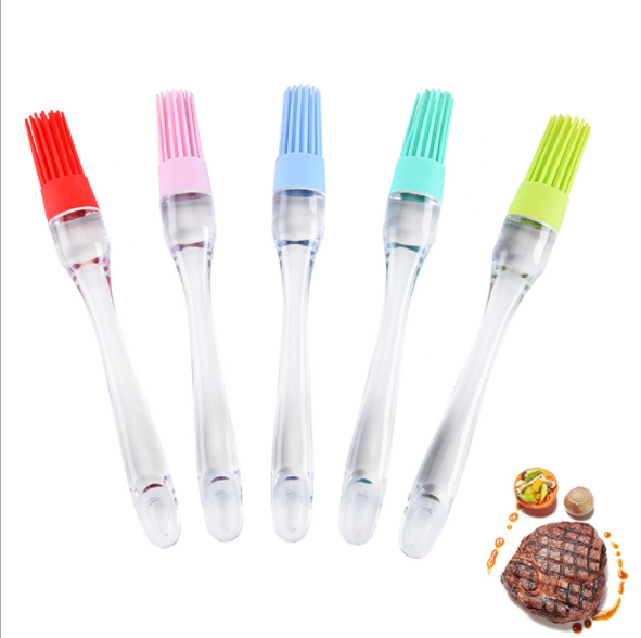 透明手柄圆柱油扫烧烤刷厨房烘焙工具 创意硅胶毛刷