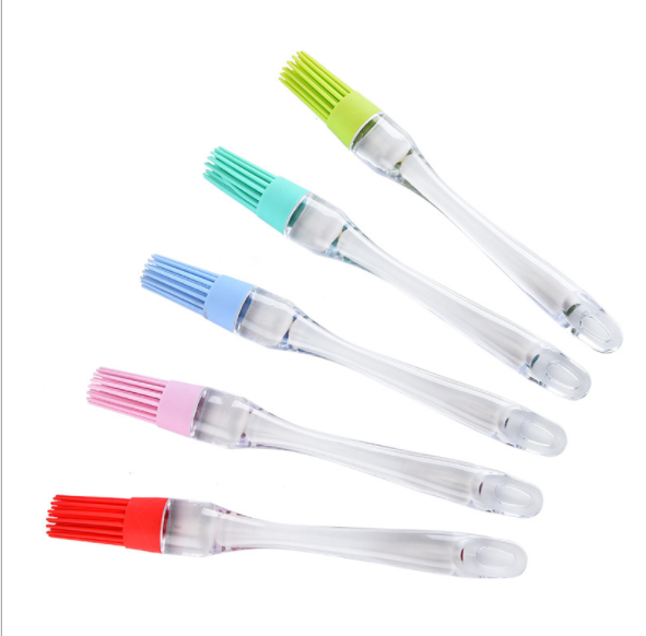 透明手柄圆柱油扫烧烤刷厨房烘焙工具 创意硅胶毛刷产品图