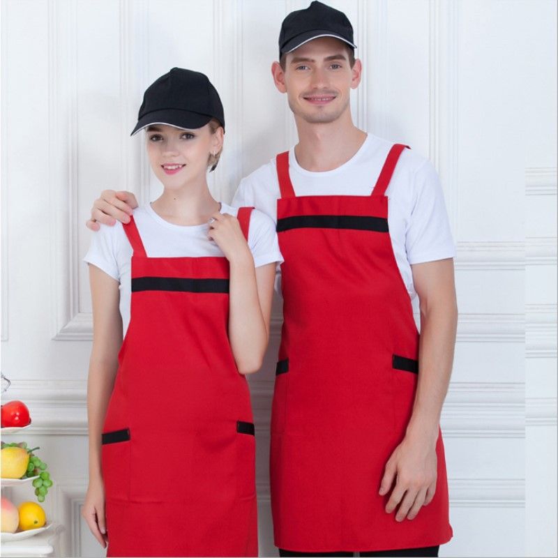 韩版时尚围裙定制l火锅店厨房水网咖服务员围腰ogo超市果广告细节图