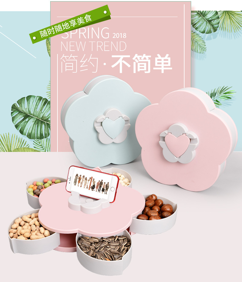 创意花样旋转糖果盒 创意家居零食分格收纳盒干果盒 直销