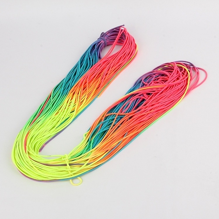 厂家批发直销 新款国产0.25CM圆段染彩虹色弹力绳头绳松紧带发饰