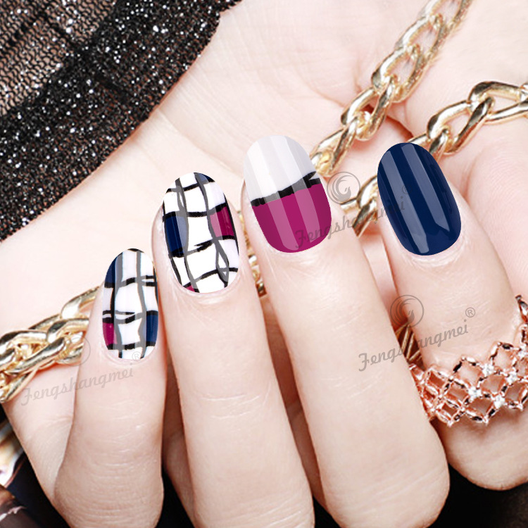 Cross-border best-selling fashion scallion powder new fake nails, ballet nails, coffin nails, nail clips, nail clips, pointed tip sets, exclusively for export details Picture