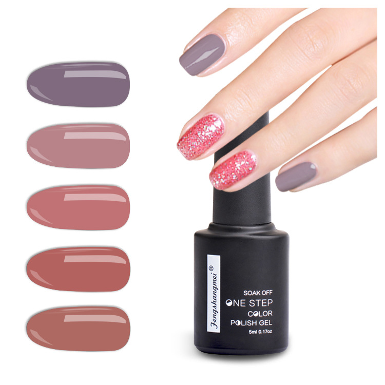 EA series 5ML bottle detachable one-step nail polish glue without sealing layer base glue QQ solid color nail polish glue exclusively for foreign trade details Picture
