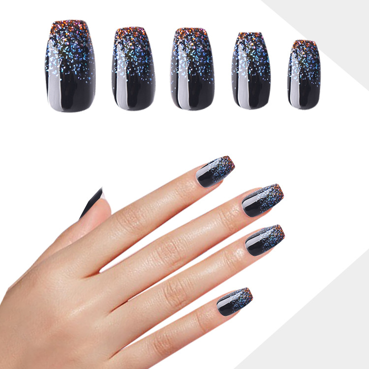 Cross-border best-selling fashion scallion powder new fake nails, ballet nails, coffin nails, nail clips, nail clips, pointed tip sets, exclusively for export