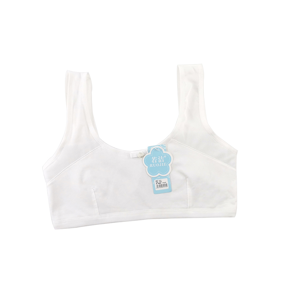Double cotton patch breathable wide shoulder strap teenage girl student sports bra vest 5313 details Picture