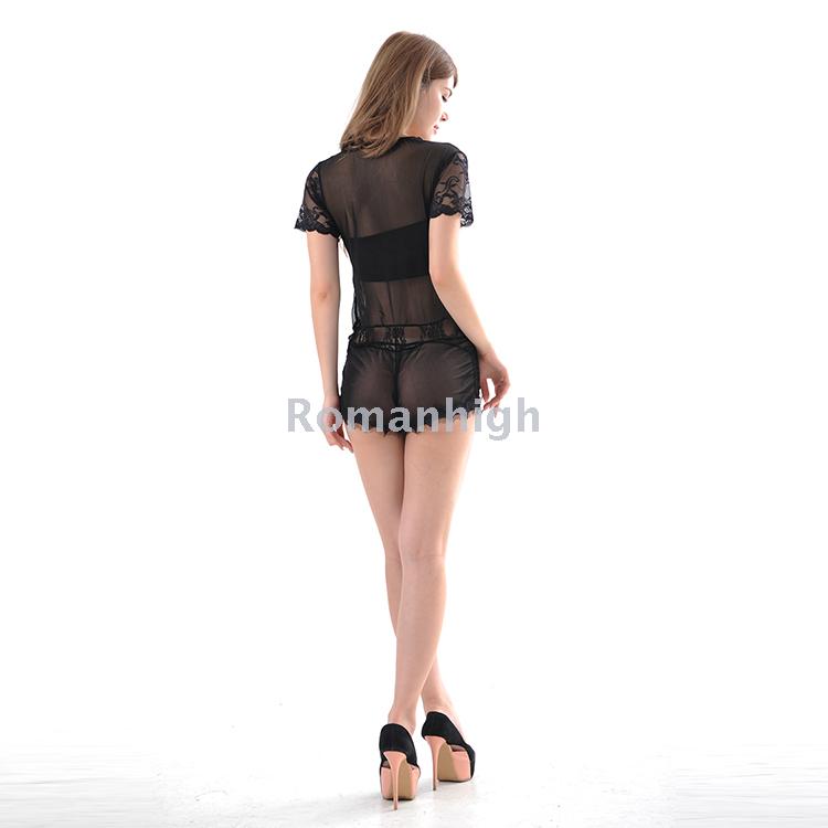 The New Mesh Underwear Manufacturers Wholesale Transparent White Yarn Short-Sleeved Three-Piece Uniform Application Scenario