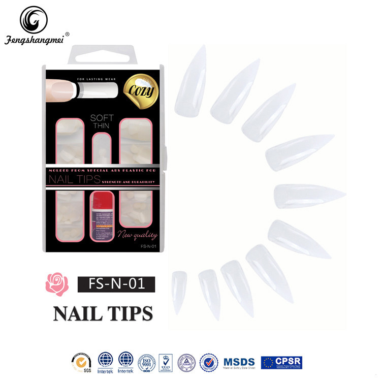 High-quality new French tricolor pointed salon nails, wholesale of salon art practice nail pieces, finished nail art and artificial nails, exclusively for export details Picture