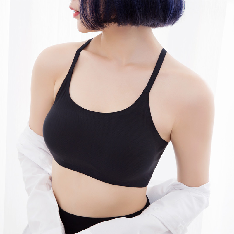 2018冰丝无痕降落伞美背裹胸吊带女士一片式冰丝抹胸透气无痕裹胸产品图