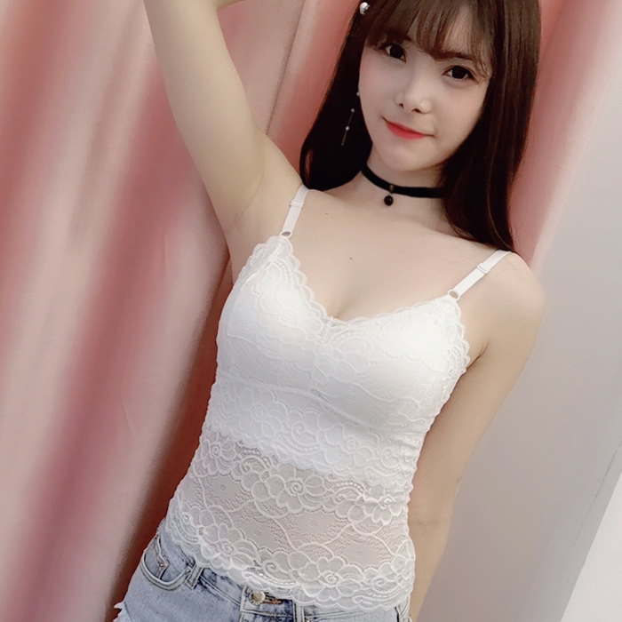 蕾丝抹胸长款打底 带胸垫 冰丝内里小背心 女士蕾丝吊带内衣抹胸产品图