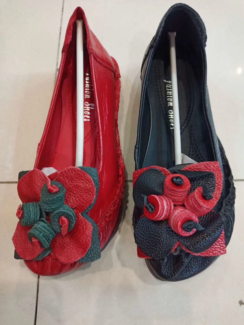 头层牛皮真皮民族风妈妈鞋