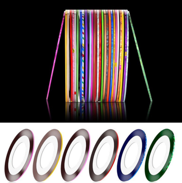 Nail art gold and silver thread nail stickers, nail art smile line, laser tape with adhesive, 30-color 1mm nail art accessories