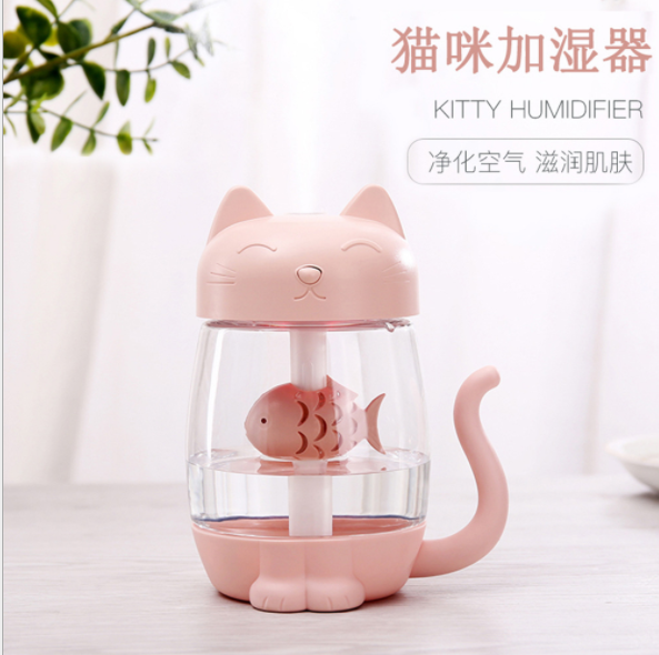 猫咪加湿器 三合一萌宠猫咪加湿器 USB办公桌面加湿器工厂直销