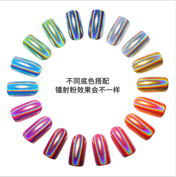跨境专供美甲电镀魔镜粉 变色龙七彩彩虹粉 超细金属指甲镭射粉产品图