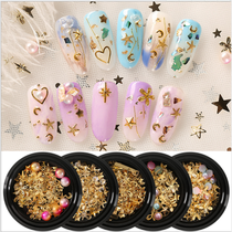 Cross-border explosive Star Moon rivets mixed metal ring pearl nail accessories Japanese nail sequins