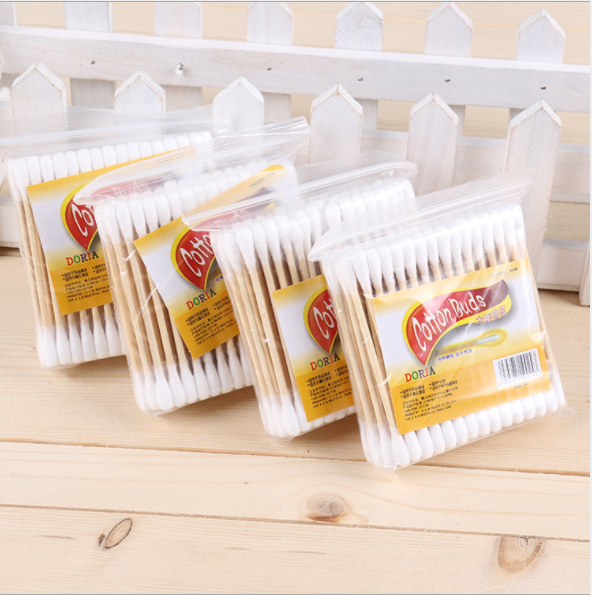 80 bagged double-ended wooden swabs, disposable cotton swabs for beauty salon hygiene cleaning and makeup removal