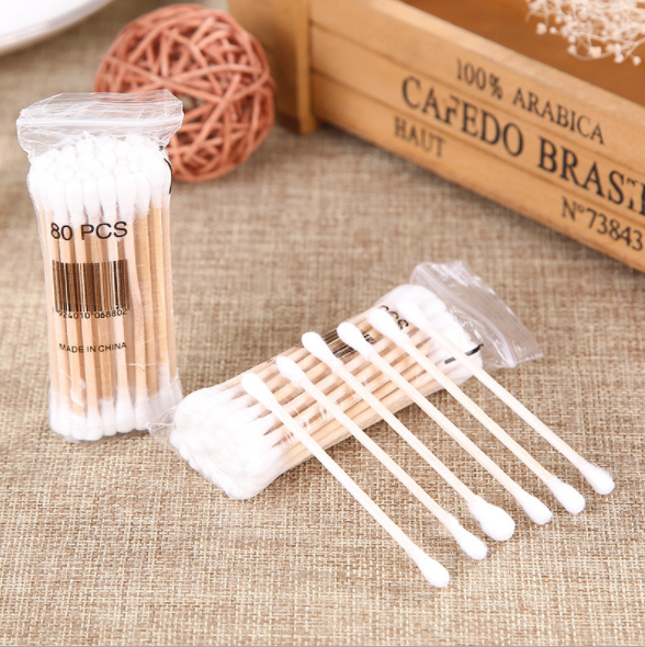 Disposable cotton swabs, makeup sticks, hotel double-ended wooden sticks, antibacterial cotton swabs, 720 packs per box Application Scenario