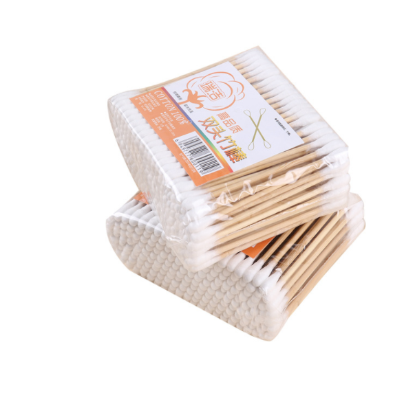 200-piece makeup cotton swabs, double-ended wooden swabs, bagged pointed makeup remover cotton swabs, ear cleaning cotton swabs details Picture