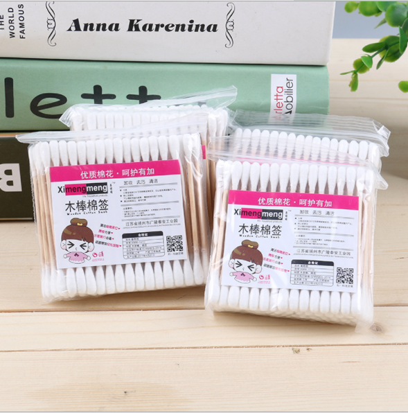 80 bagged double-ended wooden swabs, disposable cotton swabs for beauty salon hygiene cleaning and makeup removal Specification image