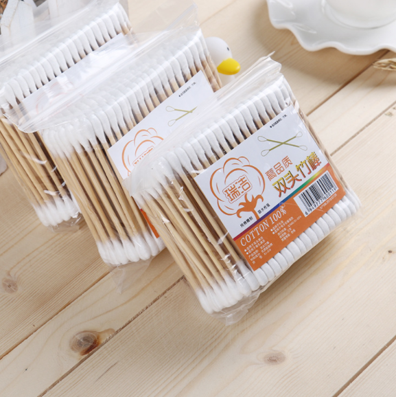 200-piece makeup cotton swabs, double-ended wooden swabs, bagged pointed makeup remover cotton swabs, ear cleaning cotton swabs Specification image