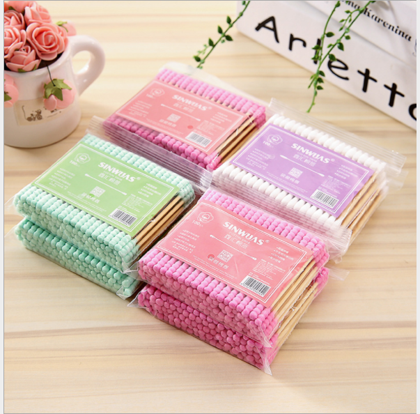 100 double-headed cotton swabs, sterile disposable ear cleaning cotton swabs, makeup cleaning wooden sticks, cotton swabs, household cotton balls Specification image