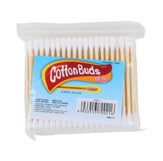 100 high-quality double-headed cotton swabs in a bag, high-grade sanitary cotton swabs, disposable makeup cotton swabs details Picture