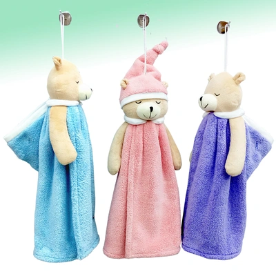 Enjie cartoon hand towel bear super absorbent towel dishcloth lovely hand towel thumbnail
