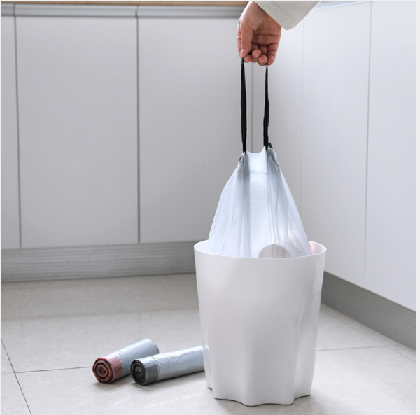 Drawstring mouth garbage bag kitchen thickened roll garbage bag portable disposable household plastic bags details Picture