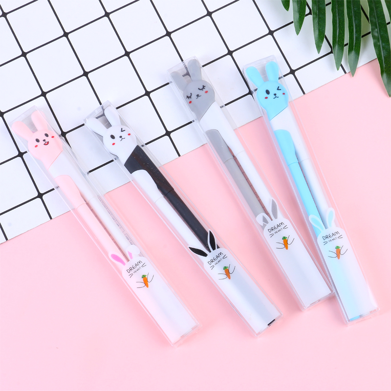 Cartoon creative two pack bunny neutral pen Cute animal Black water-based pen Student stationery