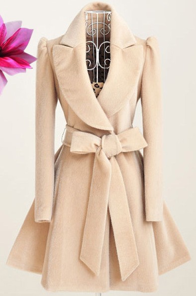 Woolen coat Europe Station belted slim-fit woolen coat details Picture