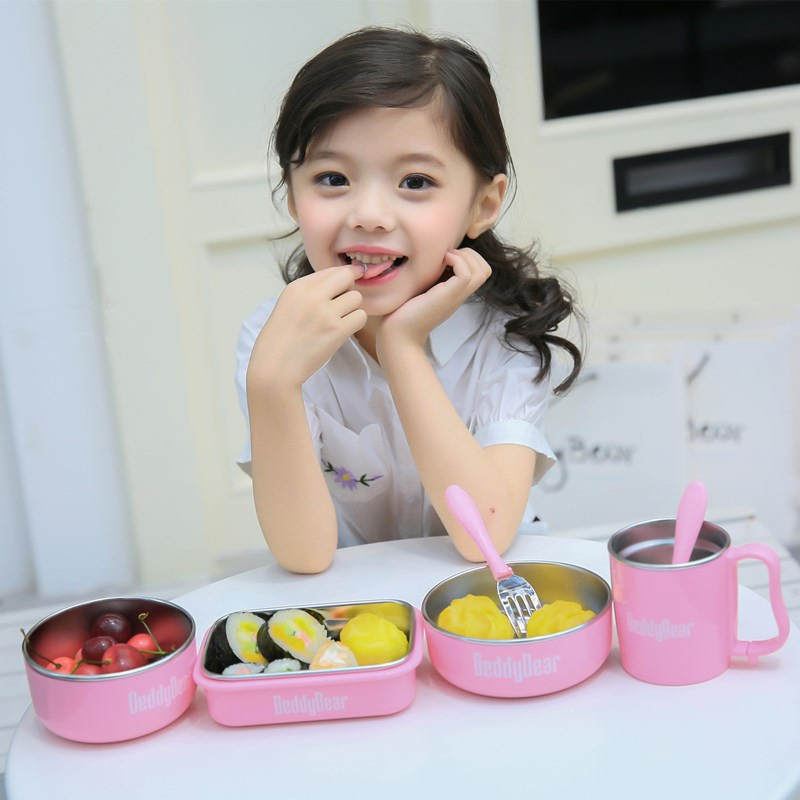 韩国正品杯具熊多功能儿童餐具不锈钢宝宝碗组合婴幼儿辅食套装