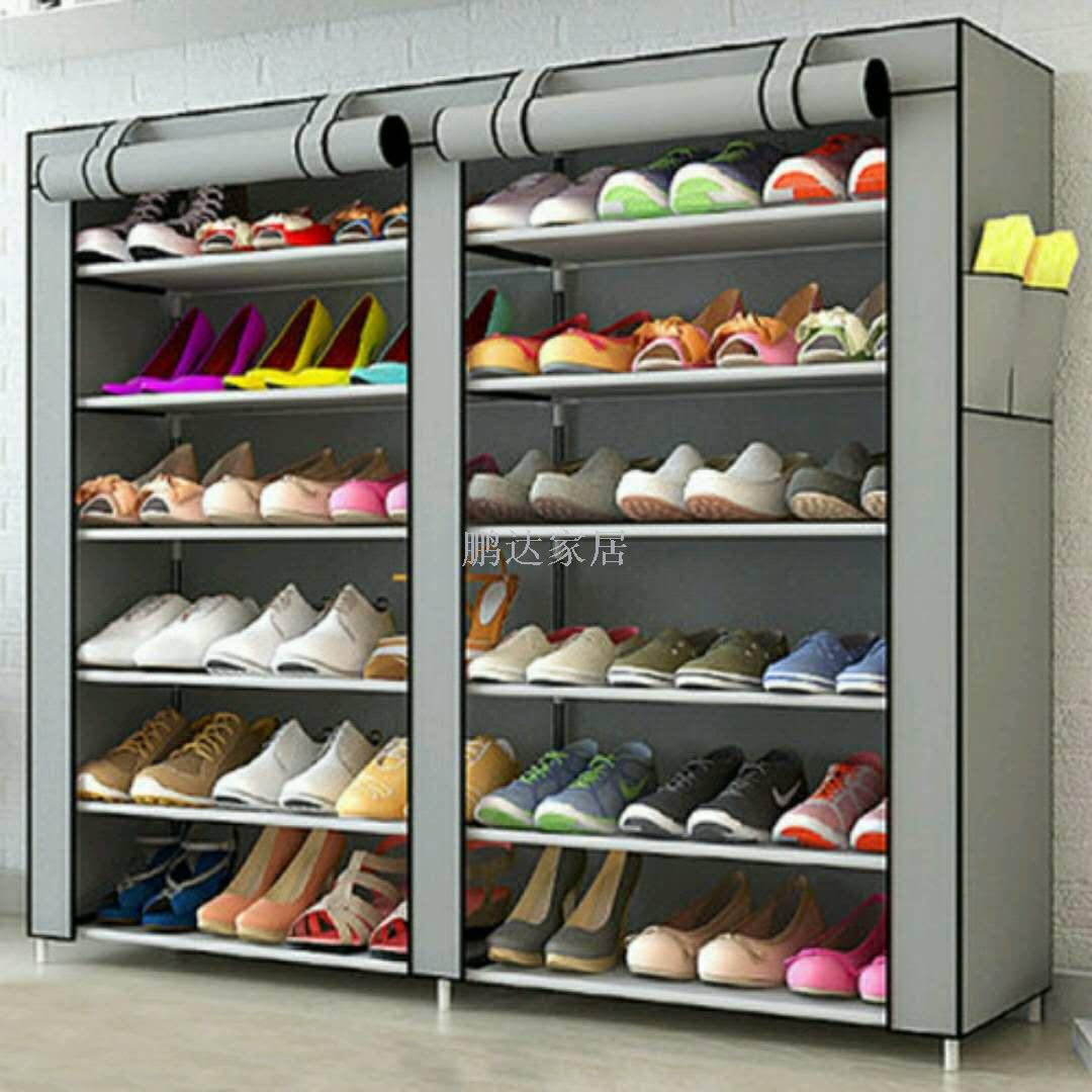 Simple non-woven cloth shoe rack shoe cabinet double row 7 layers of combination storage shoe cabinet to buy the ground type cloth shoe cabinet Specification drawing
