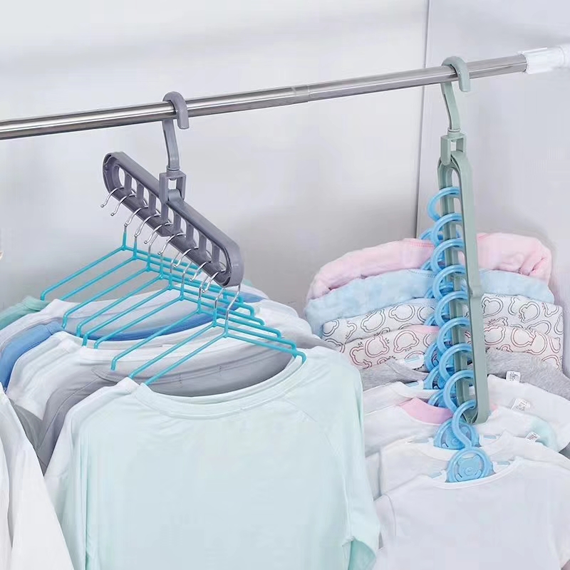 Douyin multi-functional clothes hanger storage, nine-hole clothes hanger, Magic clothes hanger, clothes drying rack, horizontal and vertical dual-purpose clothes hanger, wardrobe storage details Picture