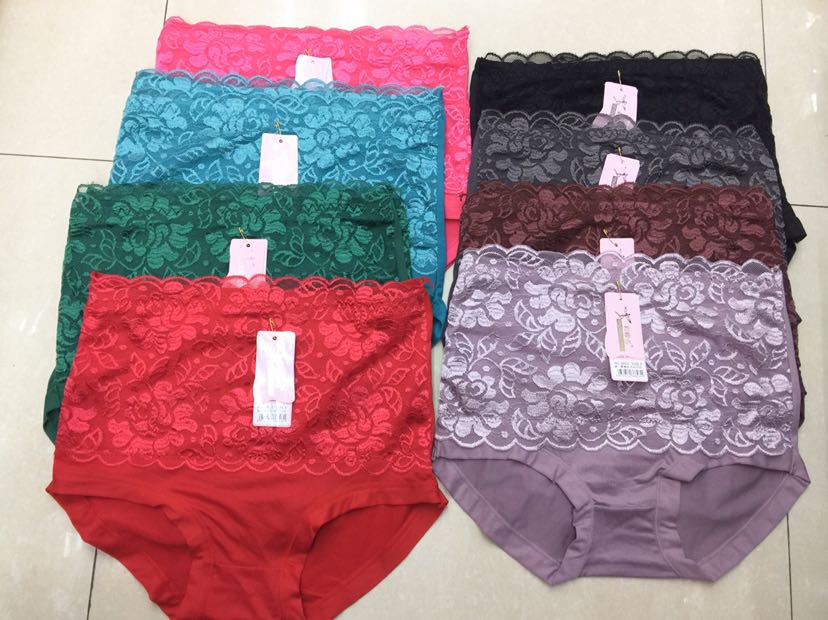 Exports To Middle East Africa Central Europe And Other Countries Women's Briefs High-Waisted Pants Lace Briefs Shackles Milk Silk details Picture